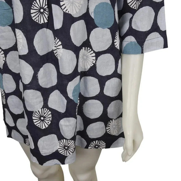 White Stuff Linen Tunic Top Shirt Blue Polka Dot Floral Size 6 - Picture 6 of 12
